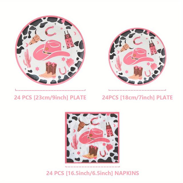 TEMU 72-teiliges Einweg-Geschirrset: Rosa Denim-Pappteller Servietten, für Cowboy-Partys, Geschenkveranstaltungen Feiern zu Halloween, Weihnachten, Neujahr, Valentinstag & Party-Events