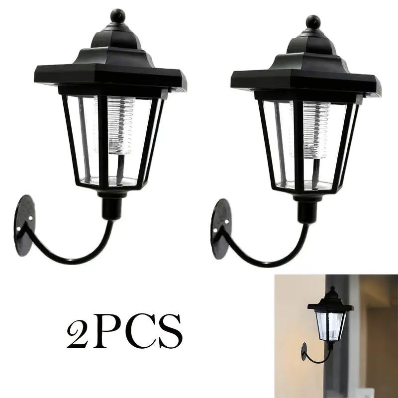 TEMU 2pcs Hexagonal Solar Lights Outdoor Led Solar Wall Lamp Led Wall Light Vintage Lantern Garden Christmas Garden Decor Outdoor Solar Street Light