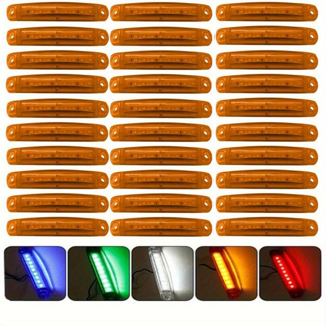 TEMU 【30個セット】高輝度 12V-24V 9LED イト インジケーターバー（イエロー、レッド、ホワイト、ブルー、グリーン）。トラック、トレーラー、バス、ボート、RV、トラックに最適