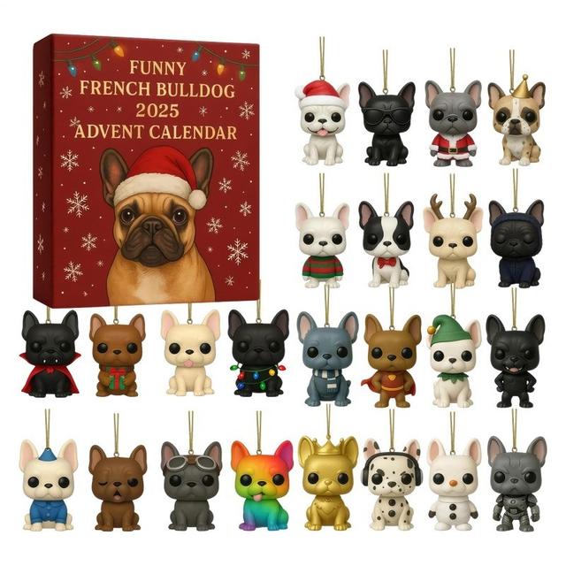 TEMU Funny French Bulldog 2025 Advent Calendar - 24-day Countdown With 24 Unique Dog Breeds-like Characters, Christmas Calendar & S, Daily Surprise Door , Gift For French Bulldog Owners & Dog Lovers