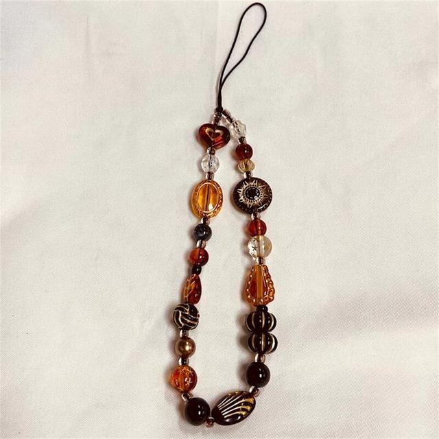 TEMU 1pc Bracelet en perles de naturelle de style chinois rétro, étui à téléphone à chaîne portatif, sac à clé, pendentif pour femmes, accessoire à corde courte