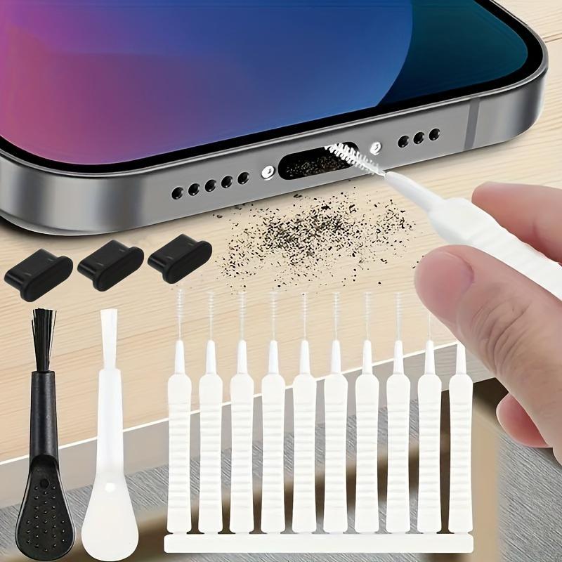TEMU Juego de 15 piezas de tapones antipolvo USB- cepillo de limpieza para teclado, cubierta para puerto antipolvo y limpiador de cerdas de nailon, apto para teléfonos móviles y computadoras