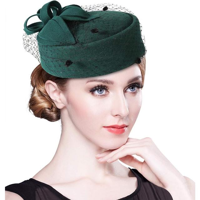 TEMU Zandx British Vintage Wool Felt Pillbox Hat Ladies Church Derby Winter Fascinator Hat Veil Flower Fedoras