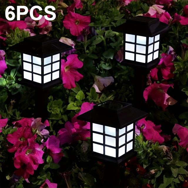 TEMU 6er-Set Outdoor Solar-LED-Hausförmige Lichter, Solar-Hofleuchten, Solar-Hausleuchten, Rasenlichter, Fensterscheibenlichter, Hof-Dekoleuchten