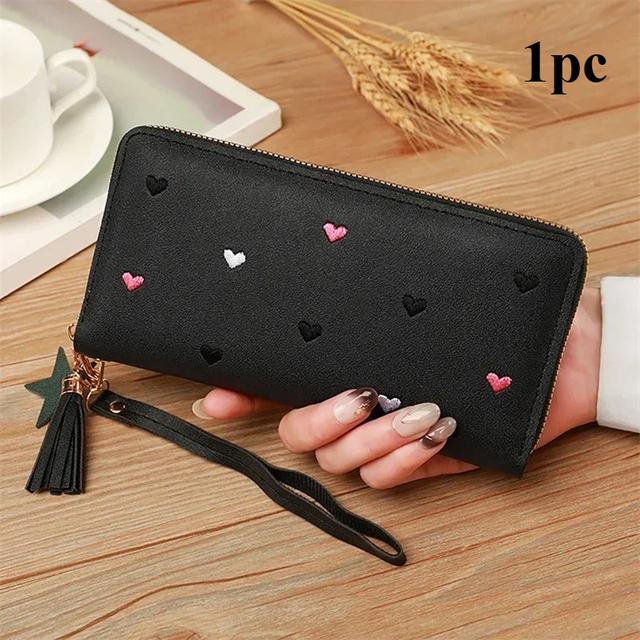 TEMU 1pc Wallet Tassel Love Heart Wallets Money Pocket Card Holder Wallets Phone Clutch Bags