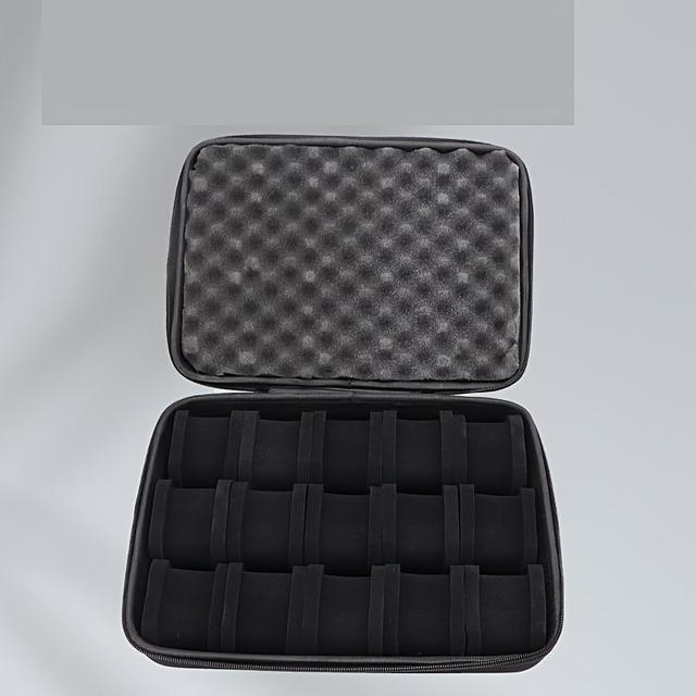 TEMU A Watch Box With 15 Compartments, Featuring Shockproof Foam Padding And A Portable Hard Shell Design, Ideal For Home Storage—capable Of Holding 15 Watches Of Various Sizes