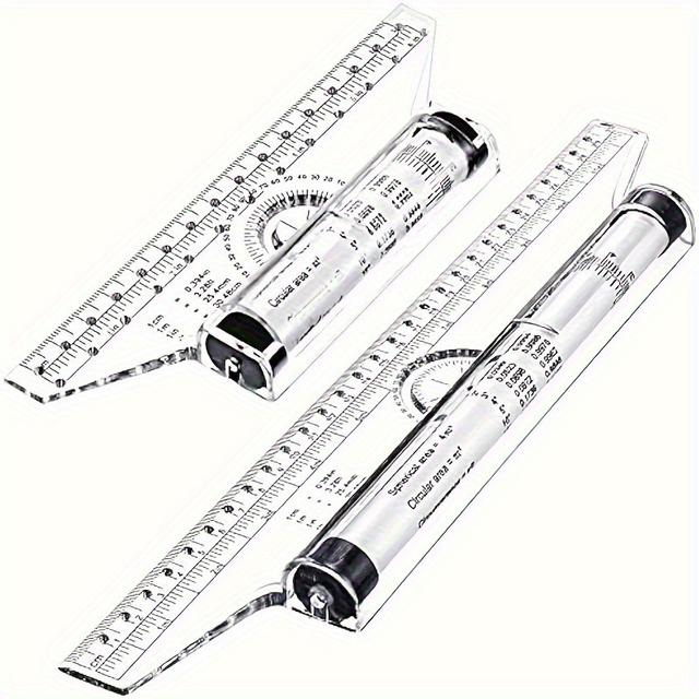 TEMU 2pcs Multifunctional Rolling Ruler Set With Protractor And Sliding Mechanism - Plastic, Dual Metric/imperial Scale For Drawing, Measuring, School, Office, Engineering Design