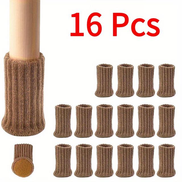 TEMU 16pcs, A Of Anti-noise Table And Chair Leg Socks, High-elastic Floor Protectors, Non-slip Chair Leg Socks, Furniture Leg Covers, Suitable For Diameters From, Woven Furniture Pads!