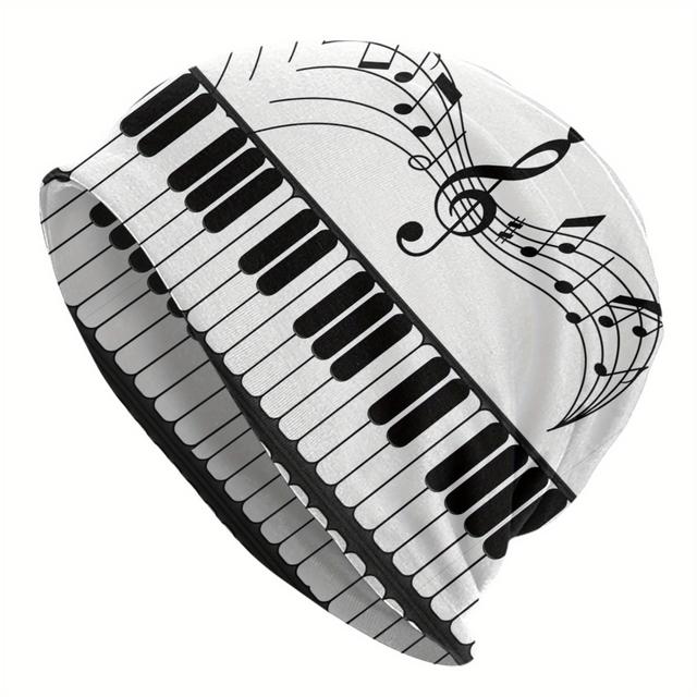 TEMU หมวกบีนนี่ลายคีย์บอร์ดเปียโน & คีย์เสียงเทเบิล/คลีฟ - ของขวัญดนตรีสำหรับนักดนตรี, นักแต่งเพลง, คนรักดนตรี - อุปกรณ์เสริมสไตล์สำหรับคอนเสิร์ต & ชุดลำลอง (Skullies)