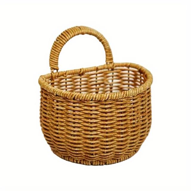 TEMU 1 cesta de almacenamiento tejida para colgar en la pared, estilo boho vintage, cestas de almacenamiento colgantes para el hogar, entrada, cocina, oficina, granja