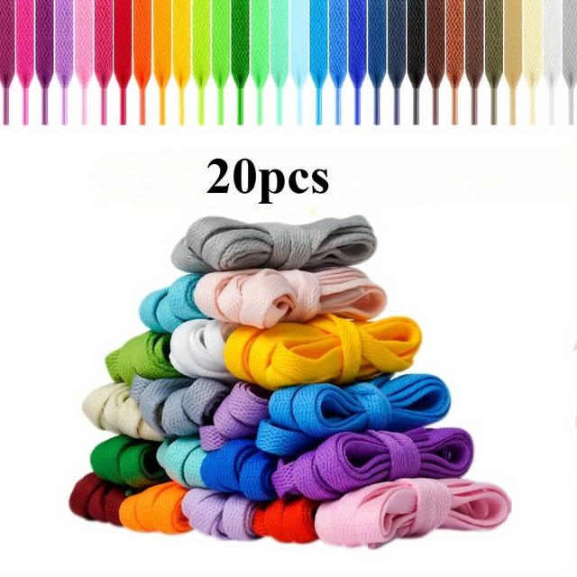 TEMU 20pcs Of Flat Colored Shoelaces For Various Sports Shoes, Skates, And Boots.