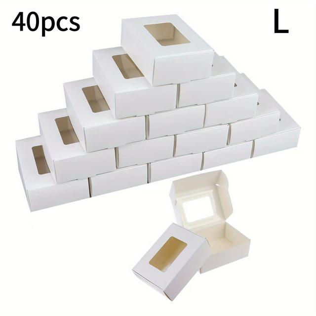 TEMU 40pcs Rectangular Window Paper Party Gift Boxes, Foldable Airplane Soap Craft Transparent Boxes, White Jewelry Cases