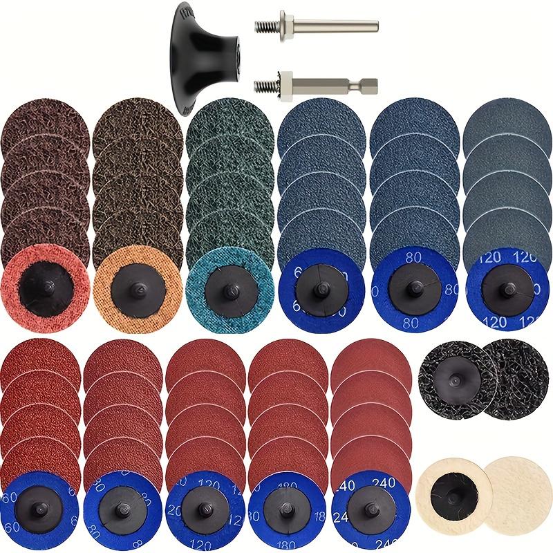 TEMU 60st Nylon Slipskivor Set, 2- Snabbbyte med 1/4" Hållare, Zirkonia & Aluminiumoxid för Ytkonditionering av Slipsmaskin, Rost- & Färgborttagning, Slipsverktyg