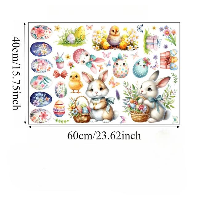 TEMU 2d Flat, Balcony Spring Atmosphere Glass Sticker , Flower Theme Electrostatic Stickers 2d Graphic Design Fits Windows To Create A Spring Life Scene, 2d Flat