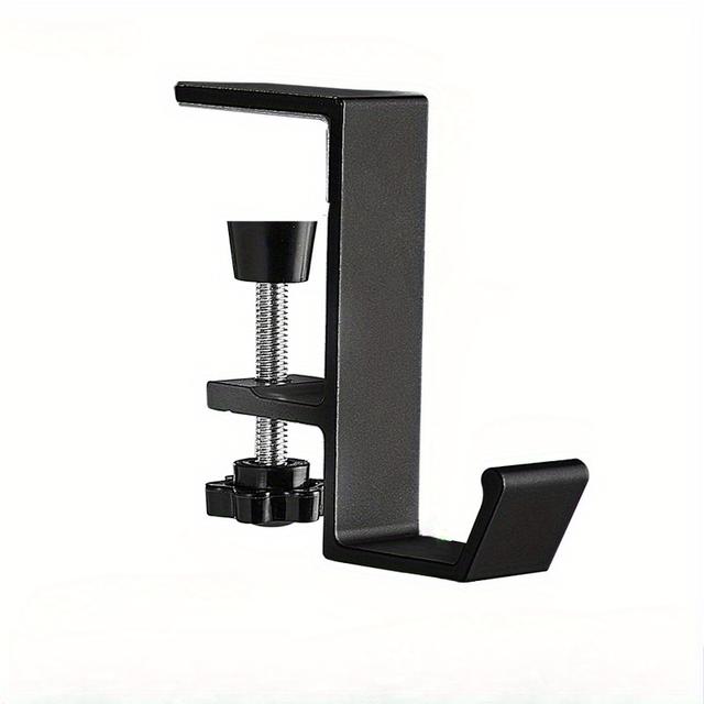 TEMU 1pc Durable Aluminum Alloy No-drill Desk Side Hook - Clamp-on Headphone Holder With , Painted Finish, Ideal For Office & Student Desks, Headphone Hanger, Over-the-door Hook