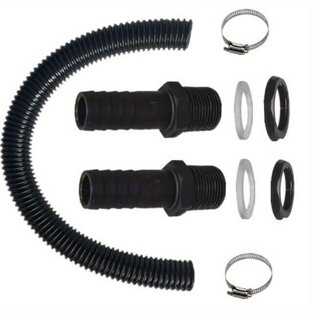 TEMU Kit de , Kit de pour Tonneau à Eau de Pluie, Tuyau Connecteur de 19,69 et 2 Raccords de Tuyau de 25 mm avec Écrou de Blocage, pour d'Eau de Pluie d'Égout, Réservoir, de Puits