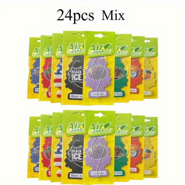 TEMU 4/8/16/24 قطعة معطر هواء للسيارة على شكل ورقة، يزين مرآة الخلفية بشكل مثالي. اختر من بين ثماني روائح مختارة بعناية