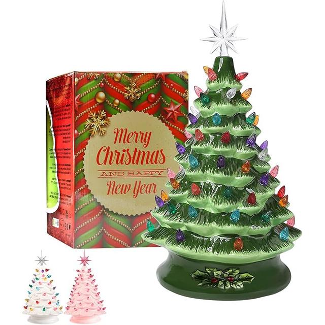 TEMU 18.5cm Ceramic Tree Ornament For Tabletop Decoration, Winter Tree Aesthetic Home Decor, Vintage Decor For (green)