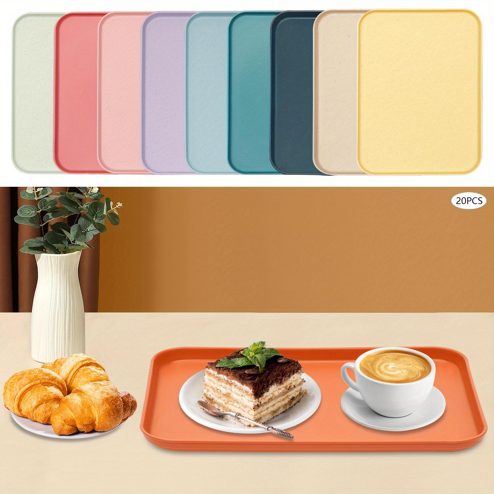 TEMU Lot de 20 plateaux à repas rapide en PP, plateaux à repas colorés pour cafétéria, à rectangulaires, plateaux à repas pour restaurant, déjeuner