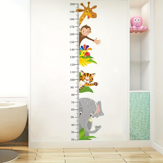 TEMU Lattby Chart Wall Decal With Self-tracking Height Measurement - Removable & Repositionable Animal Print Pvc Sticker Suitable For, 's Room Decor - Milestone