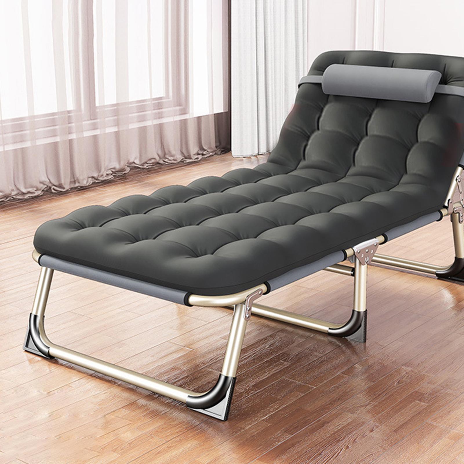 TEMU Chaise Lounge Chair, Folding Cot, Adjustable Camping Cot With Mattress For Patio And Beach, Foldable Bed Portable Heavy Duty Lay Flat Reclining With Pillow