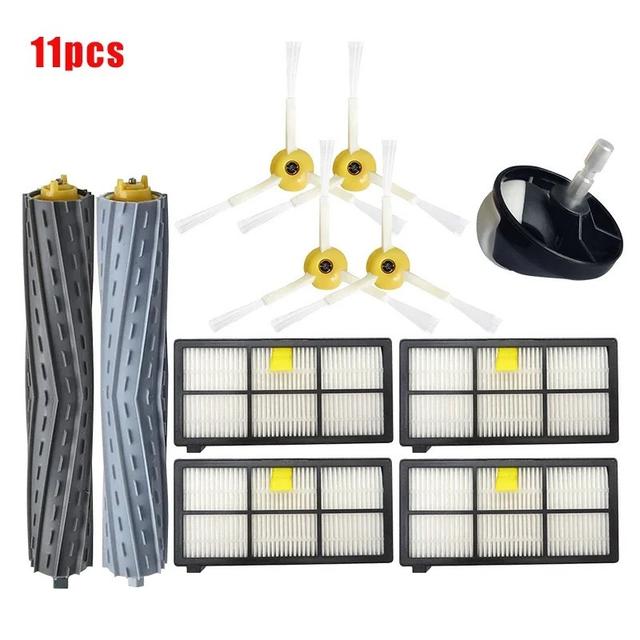 TEMU Kit de pièces 11pcs pour iRobot Série 800 860 865 866 870 871 880 885 886 890 900 960 966 980, Brosse Latérale Principale, Filtre Hepa, Sac à Poussière