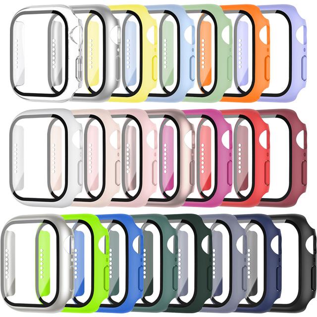 TEMU 【22枚セット】Apple Watch Series 11 10 9 4 5 6 SE 7 8 対応 強化ガラスケース 46mm 45mm 41mm 44mm 40mm 42mm バンパー ステクター カバー iWatch アクセサリー