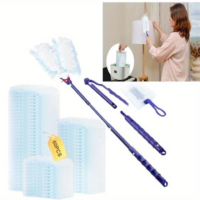 TEMU 60-teiliges Staubentfernungsset mit Griff und ausziehbarer Stange, entwickelt für rotierende, staubdichte Magnete, ideal zur Reinigung von Tierhaaren und Staub in verschiedenen Situationen