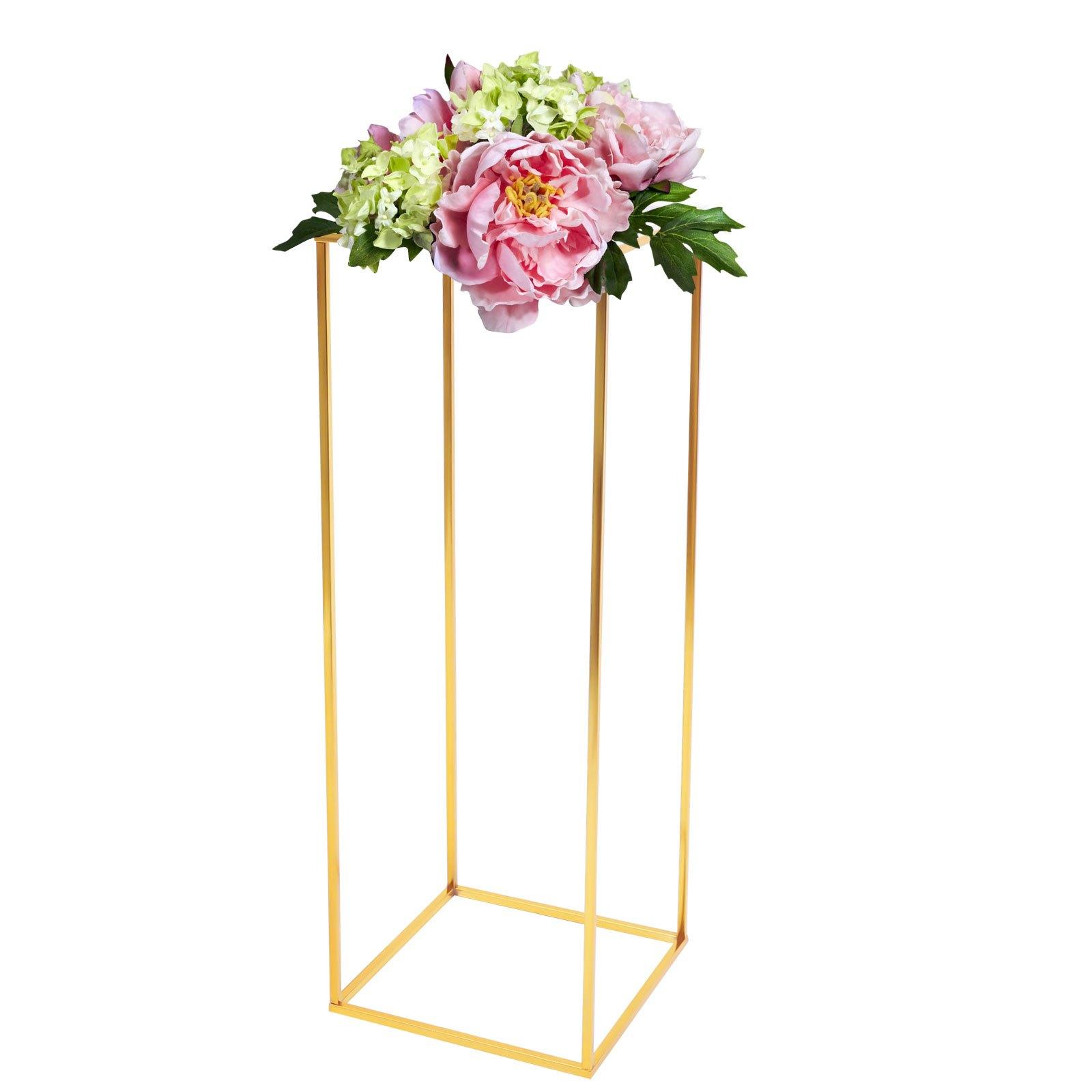 TEMU Stand | Euupe Iron Flower Floor Vase With Acrylic Top, 28*28*80cm, Modern Wedding And Event Reception Table Decoration