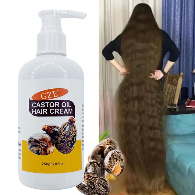 TEMU GZE Rizinusöl Haarcreme Tiefenpflege für Starkes, Lockiges Trockenes Haar