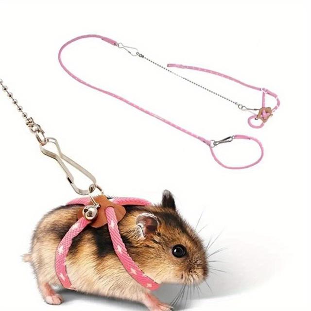 TEMU 1pc Hamster Leash For Small Animals, Chew-resistant Harness For Walking Mice Outdoors, Suitable For Interactive Play And