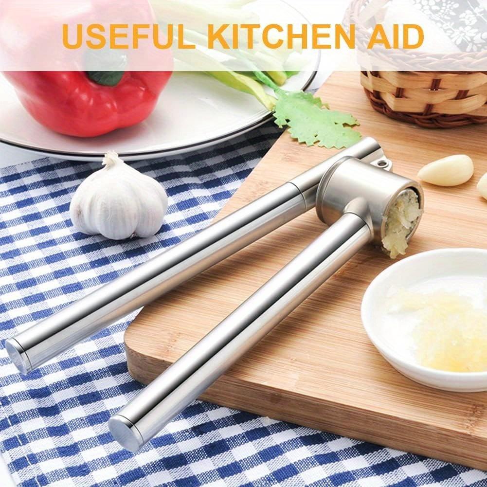 TEMU 1pc Extended Stainless Steel Garlic Press Kitchen Ginger Press Handheld Tool Accessories