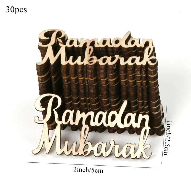 TEMU 30pcs Wooden Confetti - Festive Letter Crafts For Ramadan & Eid Al-fitr Celebrations, Party Decorations & Scatter Crafts Supplies
