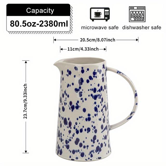 TEMU A Large-capacity Ceramic Teapot With A Splatter-, Suitable For Use As A Milk Jug, Cold Water Jug, Coffee Pot, Home Teapot, Or For Office And Household Use. Capacity: 80.5oz/2380ml
