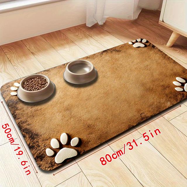 TEMU Large Size Thickened And Durable Pet Feeding Mat, Polyester Fiber Dog Dining Mat, Easy To Clean, Suitable For All , Indoor And Outdoor Use, Can Hold Food And Water Bowls, As A Gift For Pets