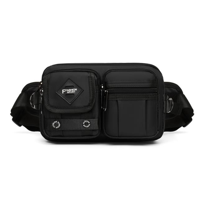 TEMU 2024年トレンディなメンズナイロンクロスボディバッグ、調節可能なストラップ付き - 軽量カジュアルデザイン、クロージャー&ポリエステル裏地、ランニング、屋外活動、日常使用に最適、安全なポーチ | スリーキーなブラックバッグ | 耐久性のあるクロージャー