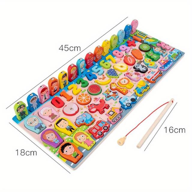 TEMU Fourunk 7in 1 Wooden Puzzle Board Educational Toys Wooden Puzzles Board Early Learning Toys Blocks For Kids