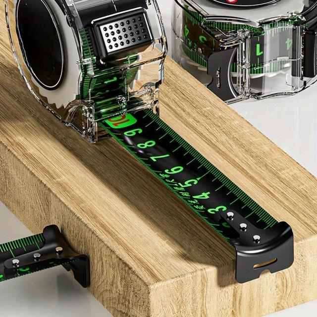 TEMU Medidor de Acero Fluorescente Autoblocante, 3/5 Metros, Medidor Doméstico, 7 Metros, Caja de 10 Unidades, Regla Antidesgaste y Anticaída