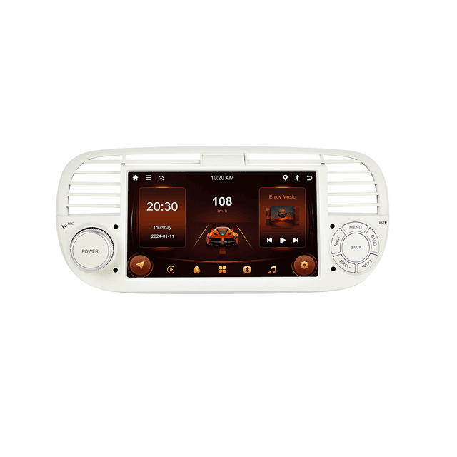 TEMU Podofo Eq 17.78cm Hd Car Autoradio Support Carplay And Wireless Auto For 13 [2+64g] White Car Stereo Radio For Fiat 500 2007-2015 Built-in Wireless, Gps, Wifi Fm/ Rds