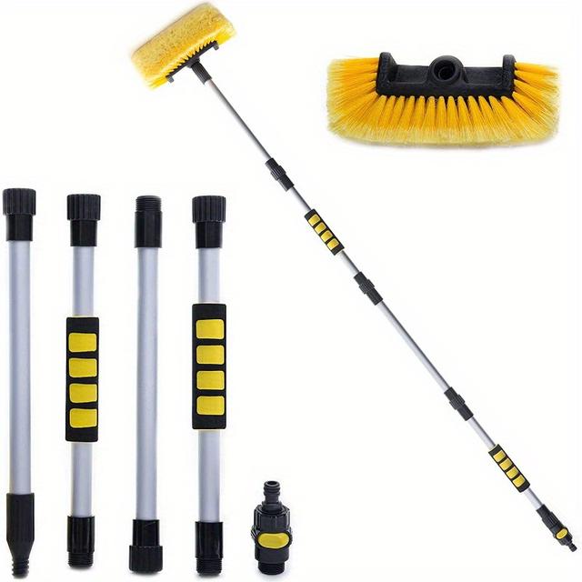 TEMU Professional Long-handled Car Wash Brush, Car Wash Mop, Extendable Handle, Water Flow Car Wash Brush, Water Flow Car Wash Mop, Extendable Car Wash Brush With Hose Attachment, Without Battery