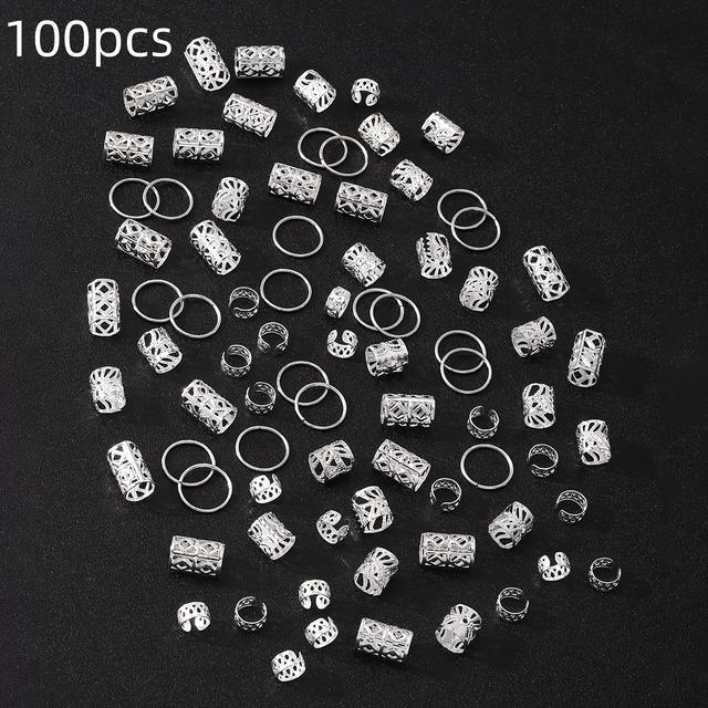 TEMU 100pcs Celtic Knot Hair Beads - Antique Style Alloy Dreadlock Rings For Braids, Boho Jewelry Accessories For Women And Girls