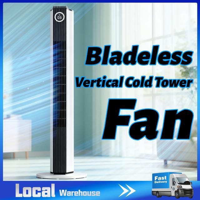 TEMU Air Conditioner Tower Fan Portable Quick Cooling Temperature Setting Control 90° Local Warehouse Bladeless Floor Personal Cooling Equipment Fan With 5 Speeds, 12h Timer For Bedroom, Home Office