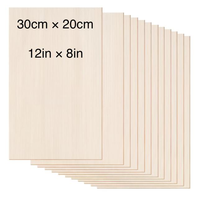 TEMU 고품질 공예용 목판 8개, 사이즈: 30.0cm X 19.99cm X 0.2cm(A4 공예용 목재), 매끄러운 표면과 자연스럽고 흐르는 질감, 조각, 페인팅, 염색, DIY 프로젝트, 건축 모델, 다양한 창의적인 공예에 적합, 페인팅
