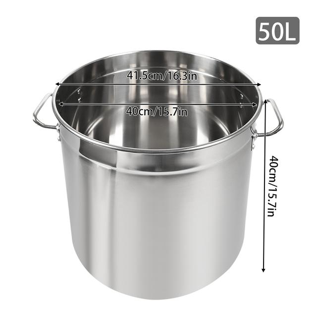 TEMU 1* Edelstahl-Eimer 201, 50L/53Qt Fassungsvermögen, Multifunktionaler vielseitiger Eimer