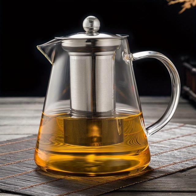 TEMU 1 pieza de 11,8 oz/18,6 oz/25,3 oz/32,1 oz de té de vidrio con separación de té-agua, resistente a altas temperaturas, juego de té espesado para uso doméstico, solo tetera para hacer té.