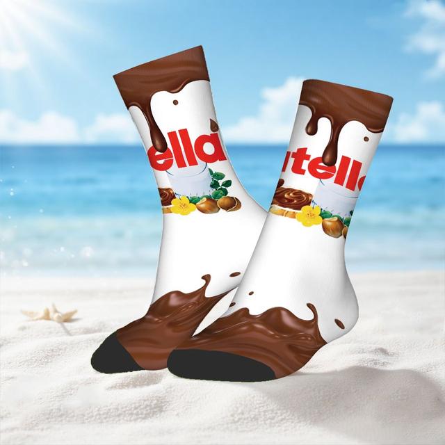 TEMU 1 Par de Calcetines Unisex con Estampado de y Chocolate, Calcetines Novedosos, Calcetines de Playa, Calcetines , para , Deportes de Correr/Fútbol, Combinación de Moda, Verano