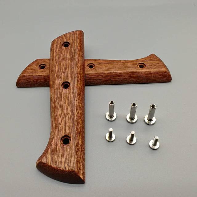TEMU A Set Of Wooden Non-slip Durable Handles And 3 Stainless Steel Locking Screws - Replacement Parts For Household Wooden Handles, , Suitable For Diy Wooden Items And Craft Accessories