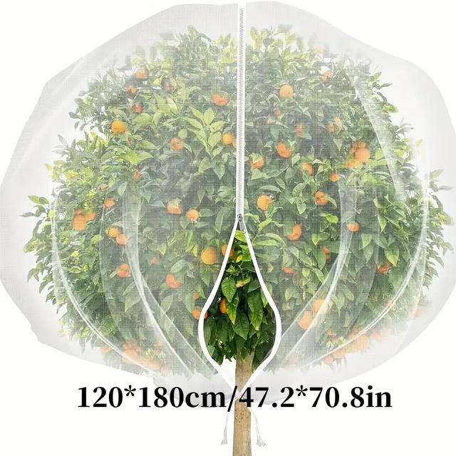 TEMU Pe Material Fruit Tree Protective Net Bags With Zipper And Drawstring - Bird, Pest, And Deer Barrier Mesh Cover For Trees And Blueberry Bushes - Insect And Cicada Protection Nets