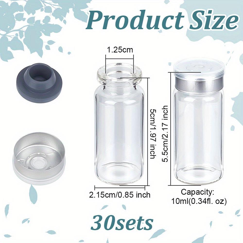 TEMU 30pcs Glass Lab Sample Vials With Butyl Stopper & Plastic Clear 55x21.5mm Capacity: 10ml(0.34fl. Oz) Craft Supplies Stickers Handmade Craft Supplies Stickers Handmade