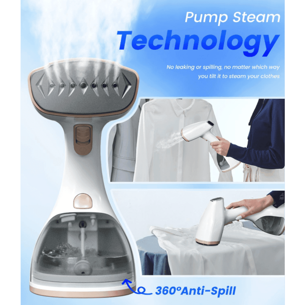 TEMU []handheld Garment Steamer, 1500w Powerful Steamer With Lint Remover & Fabric Brush, Your Clothes , Portable Design With Detachable Tank